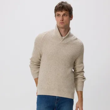 Pánský svetr Reserved - Svetr s&nbsp;výstřihem do V - béžová - 9988N-80M - 9988N-80M-XXL