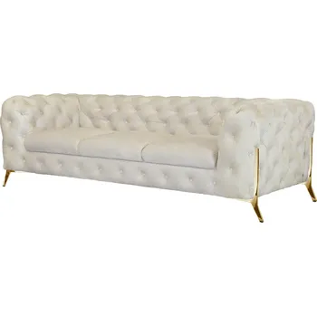 Sedací souprava Luxusní pohovka pro 3 CHELSEA BIS S3 Barva: Bílá, Nožičky: Zlaté