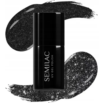 Lak na nehty Hybridní lak barevný lak Semilac 394 Sparkling Midnight Date 7 ml