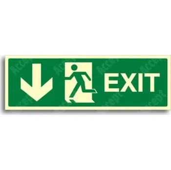 Únikové a protipožární fotoluminiscenční značení ÚNIKOVÝ VÝCHOD EXIT DOLŮ - samolepka 30x10cm
