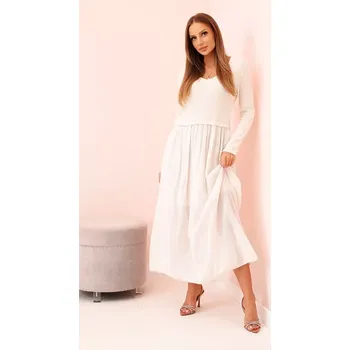 Dámské šaty Kesi Włoski Šaty dlouhé na ramínka švestková Kesi Włoski bílá 3392183