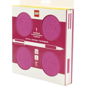 Zápisník LEGO Zápisník s gelovým perem jako klipem a náhradní náplní - fialový