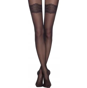 Dámské punčochy Vzorované Punčocháče CONTE ELEGANT PERFECT 30den černé, velikost 2