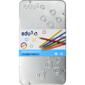 Kresba EDU3 Junior šestihranné pastelky, tuha 4 mm, 12 barev v kovové krabičce