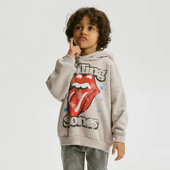 Chlapecká mikina Reserved - Mikina s kapucí The Rolling Stones - béžová - 038FK-08X - 038FK-08X-92