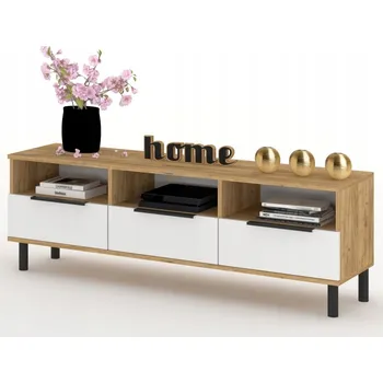 Komoda TV stolek / Komoda se zásuvkami / Police do obývacího pokoje HANIA Craft Bílá Matná 150