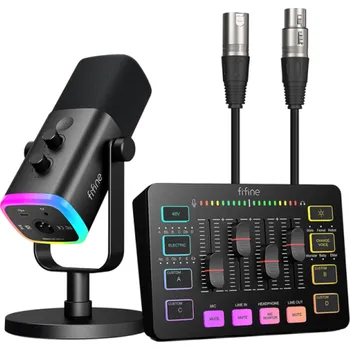 Klasická kytara Živý audio mixážní pult k PC s RGB podsvícením, změnou hlasu, zvukovými efekty, redukcí šumu, XLR mikrofonem a USB rozhraním černá