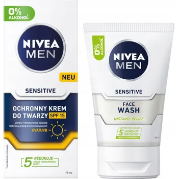 Pleťový krém NIVEA MEN SENSITIVE Gel na mytí obličeje 100 ml + Krém s filtrem 75 Ml + Míč