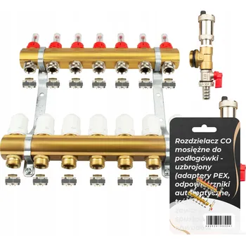 rozdělovač topení Podlahový rozdělovač 7 okruhů mosazný