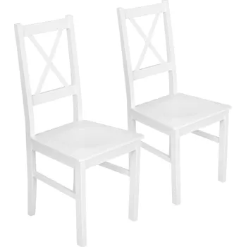 Jídelní židle Sada 2x dřevěná židle NIL10D Bílá