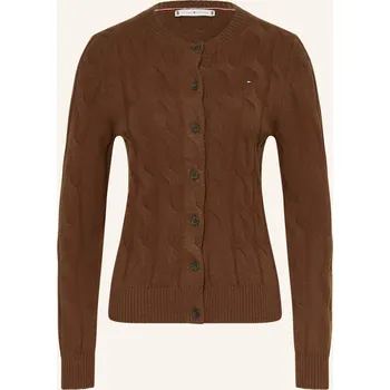 Dámská móda Tommy Hilfiger Dámský Pletený Kardigan, hnědá, 42