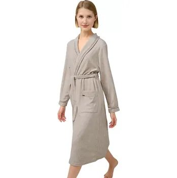 Dámský župan Dámský elegantní froté župan Vamp 23150 beige melange velikost M