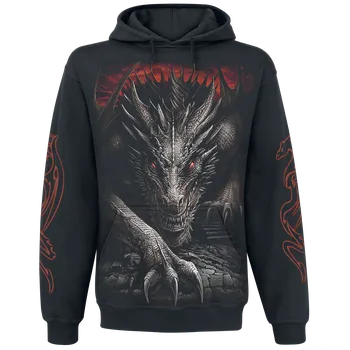 Pánská mikina Mikina s kapucí Gotika z Spiral - Majestic Draco - Muži - černá