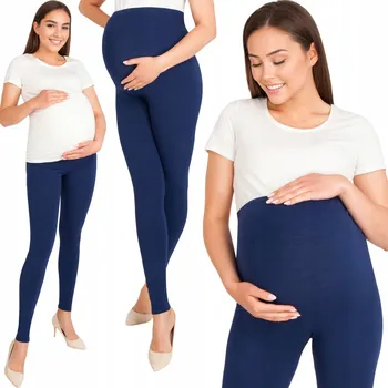 Dámské legíny Przyszła Mama těhotenské legíny dlouhé bavlna modré velikost M