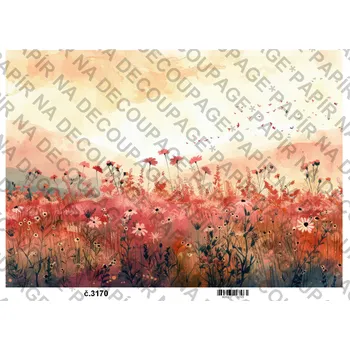 Umělecký papír Rýžový a soft papír na decoupage - Květinový - KB3170 Materiál: Soft, Rozměr: A4