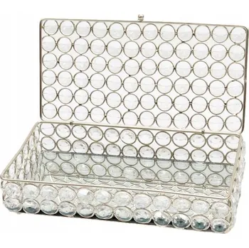 Šperkovnice ŠPERKOVNICE SE ZRCADLEM A KŘIŠŤÁLKY NA DROBNOSTI BIŽUTERIE GLAMOUR 21x11x5,5 cm