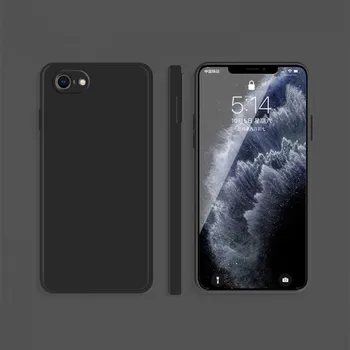 Telefonní příslušenství Silikonový ochranný kryt s rovnými hranami pro iPhone 7 / 8 / SE (2020/2022) - černý