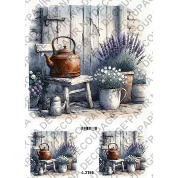 Umělecký papír Rýžový a soft papír na decoupage - Zápraží vintage - KB3186 Materiál: Soft, Rozměr: A4