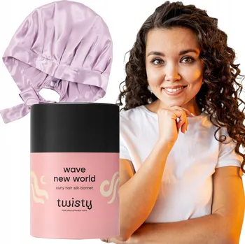 Čepice Hedvábná čepice na spaní pro kudrnaté vlasy Twisty Wave new world fialová