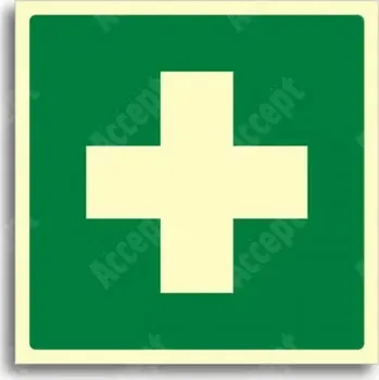 Únikové a protipožární fotoluminiscenční značení PRVNÍ POMOC - samolepka 15x15cm