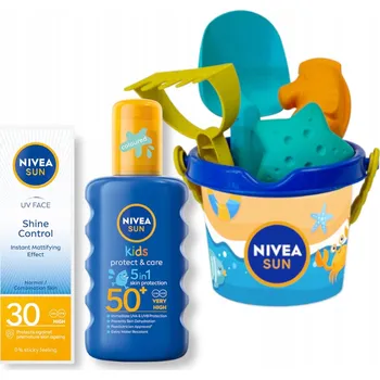 Opalování NIVEA SUN Opalovací krém na obličej + Ochranný sprej pro děti + Hračky