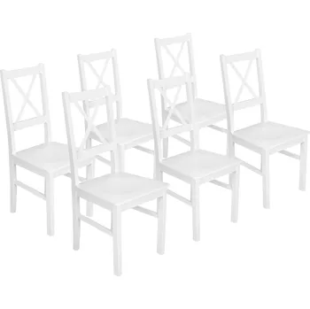 Jídelní židle Sada 6x dřevěná židle NIL10D Bílá