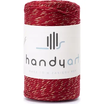 Nit Bavlněná šňůra tmavě červená se zlatou nití 3mm 100m vánoční