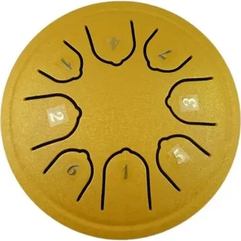 Klasická kytara Ocelový jazýčkový buben 11.5 cm 8tónový mini ruční pan drum hudební nástroj s paličkami tamburína relaxační buben s příslušenstvím žlutá