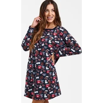 Dámská noční košile Noční košilka Italian Fashion Cookies - s vánočním motivem Tmavě modrá XL