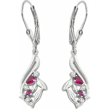 Náušnice JKB Jewel Stříbrné visací náušnice s červenými zirkony
