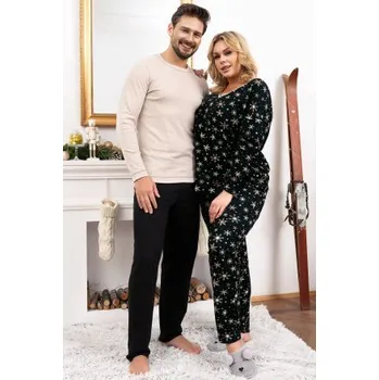 Dámská noční košile Noční košilka Italian Fashion Laponie - vánoční motiv Černo-zlatá M