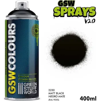 Modelářská barva Green Stuff World Matt Black Spray Paint 400ml (Green Stuff World)