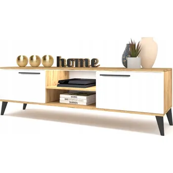 Komoda TV stolek Komoda Skříňka Stojací skříňka do obýváku KING 120 Dub Craft Bílá LED