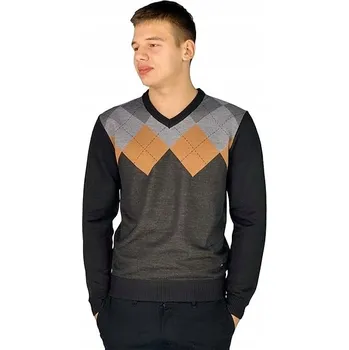Pánská móda Y2895 Pierre Cardin Svetr s výstřihem do V a kosočtvercovým vzorem (Argyle) PÁNSKÝ M