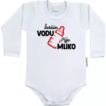 Kojenecký body Dětské body s dlouhým rukávem Šetřím vodu, piju mlíko
