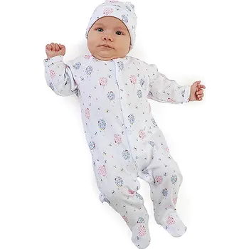 Kojenecký overall Dívčí overal na spaní z bavlny květiny Dezi bílý LORITA Velikost: 56