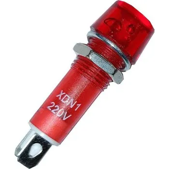 Dioda Kontrolka kulatá 230V s doutnavkou, červená do otvoru 10mm XDN1