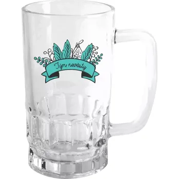 Sklenice Půllitr Tým nevěsty - zelené lupeny