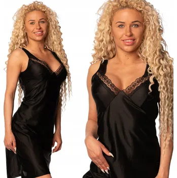 Dámské šaty SPODNIČKA POD ŠATY ČERNÁ S KRAJKOU NA RAMÍNKA HLADKÁ KRAJKOVÁ - VELIKOST 52