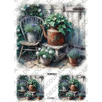 Umělecký papír Rýžový a soft papír na decoupage - Zápraží vintage - KB3191 Materiál: Soft, Rozměr: A4