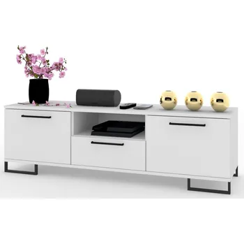 Komoda TV stolek / Komoda do obýváku se dvířky a šuplík HANIA KWADRO 150 Bílá Matná