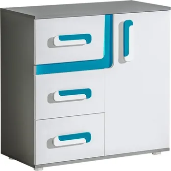 Komoda Slevadoma Komoda do dětského pokoje SOLETTA 8 | antracit / tyrkys