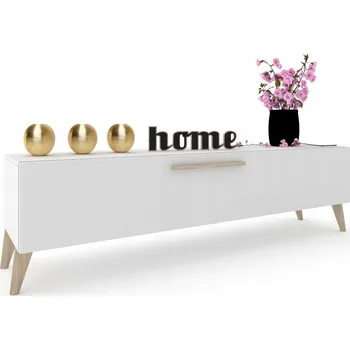 Komoda TV stolek / Komoda do obývacího pokoje Simply Bílý Mat, Skandinávské nohy z buku