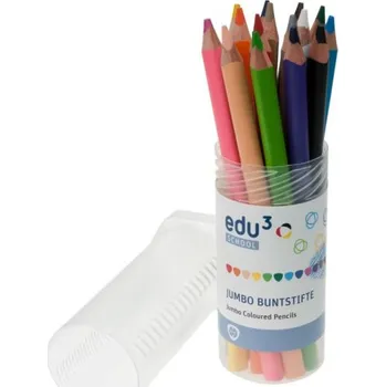 Pastelka EDU3 Jumbo trojhranné pastelky P15, tuha 5 mm, 15 barev v kulaté plastové dóze
