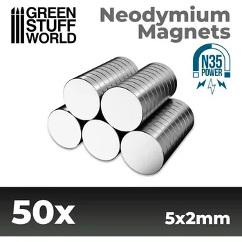 Příslušenství k deskovým hrám Green Stuff World Neodymium Magnets 5x2mm - 50ks (N35) (Green Stuff World)