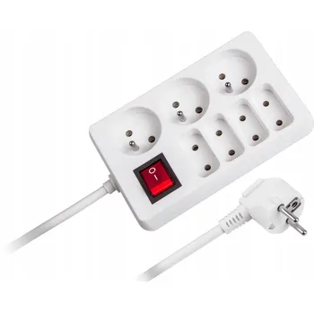 Napájecí kabel Prodlužovací Kabel lišta Rebel 3 m, 7 ks, bílá