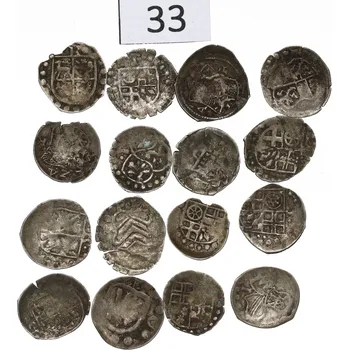 Staré Stříbrné Mince v sadě 16 kusů 15-16 století, Kod 33 (Staré mince v sadě 16ks)