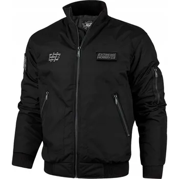 Moto bunda Extreme Hobby pánská bunda bomber bez kapuce Letecká bunda flyers BLOCK S ČERNÁ velikost S