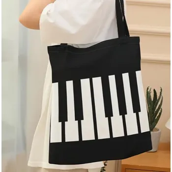 Černá taška s potiskem klaviatury dlouhé uši