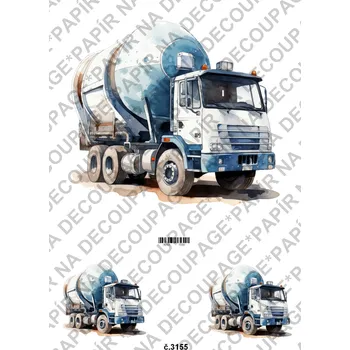 Umělecký papír Rýžový a soft papír na decoupage - Stavební stroje - KB3155 Materiál: Soft, Rozměr: A4